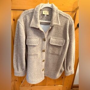 Elie Tahari Plush Button-Up Teddy Jacket in Light Taupe